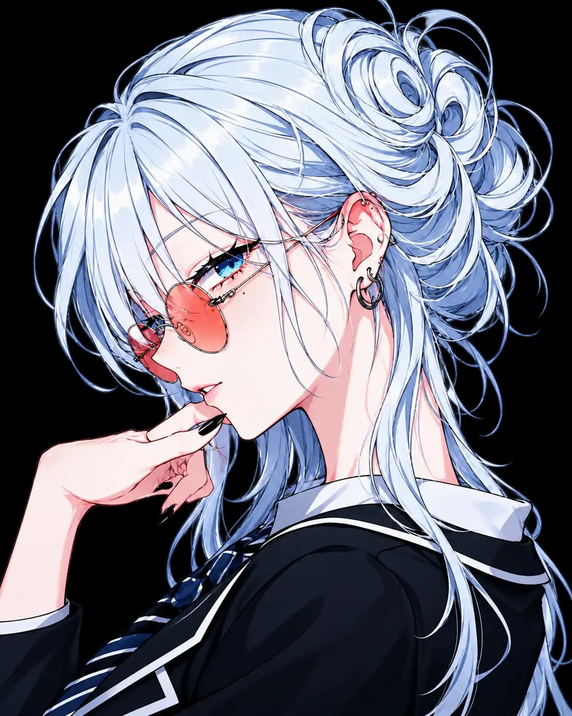 Illustration of Haimiya-senpai in rose-tinted glasses